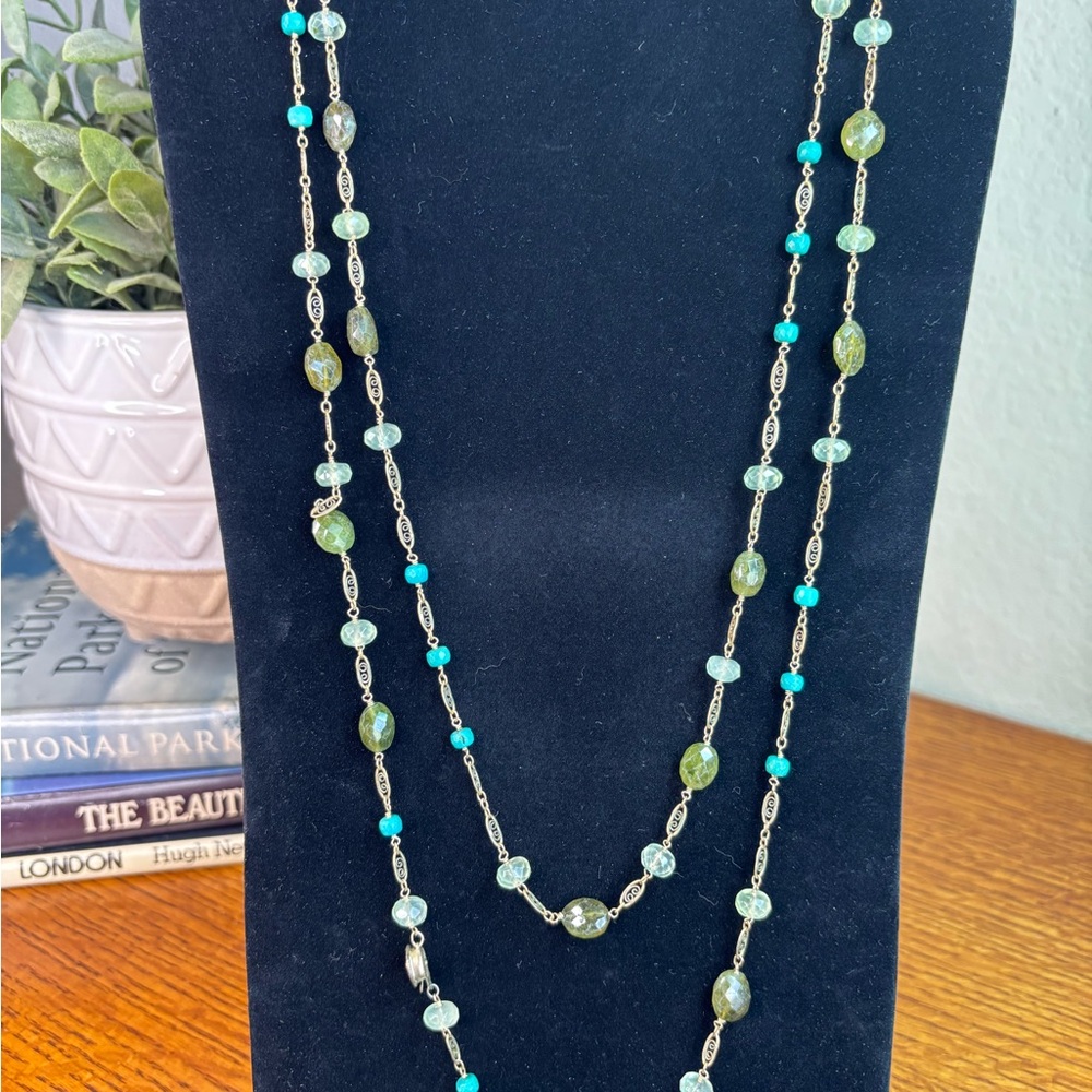 Handcrafted Beaded Necklace with Turquoise and Olive Accents